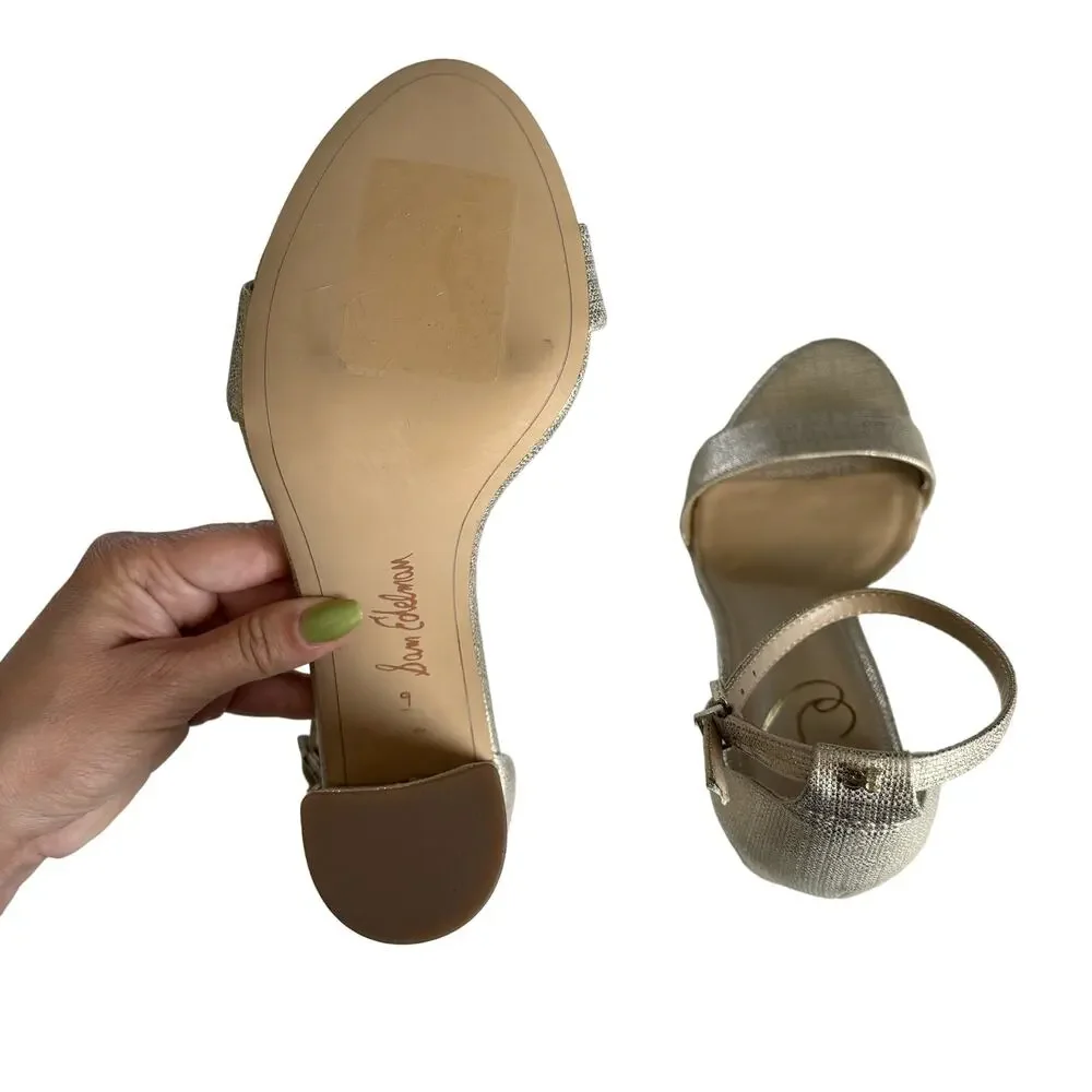Sam Edelman Yaro Jute Metallic Ankle Strap Heel Sandals Size 9
